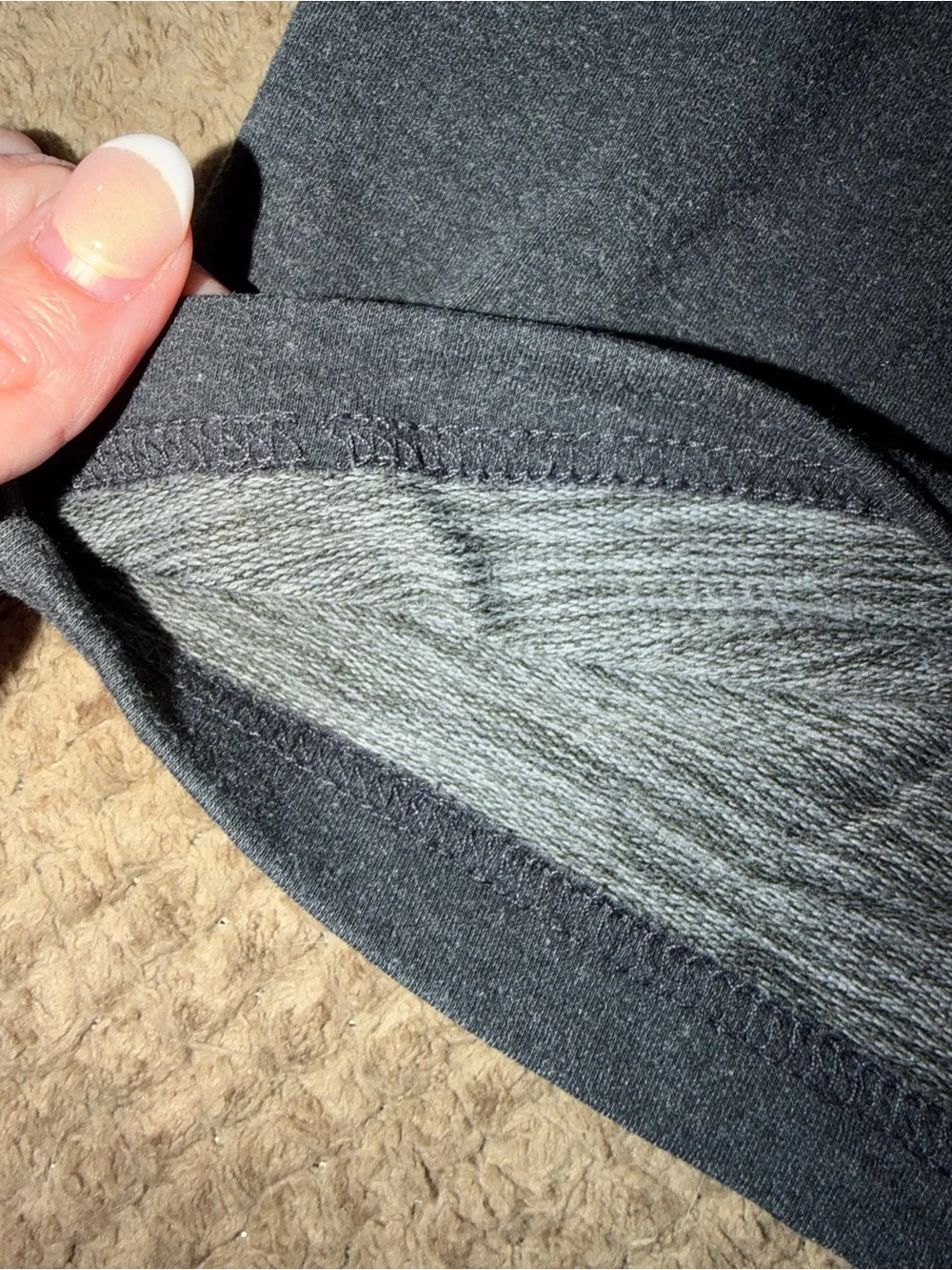 Nike Dri-Fit Men’s Heathered Charcoal Gray Athletic Shorts with Silver Swoosh